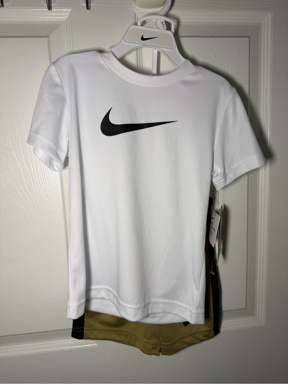Nike White Dri-FIT Shirt with Black Swoosh